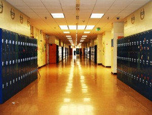 Empty High School Hallway